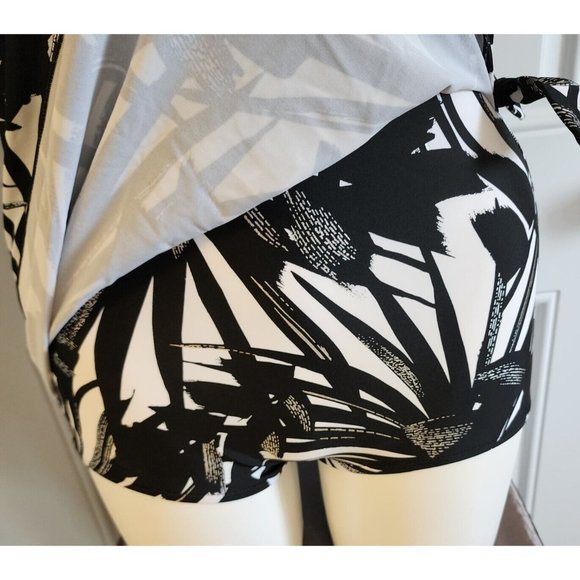 Maxine Of Hollywood Halter Neck Skirted Front One Piece Swimsuit Tropical Sz 10 - Picture 5 of 15